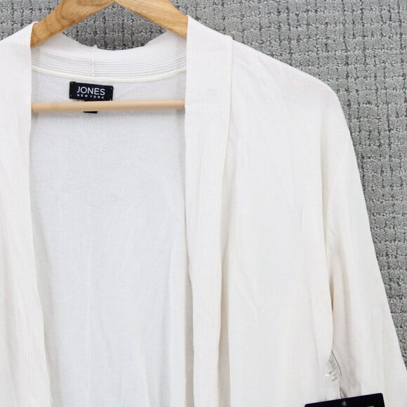 Jones New York Cardigan Womens XL White Solid Open Front Long Sleeve Cotton NWT - Picture 2 of 9